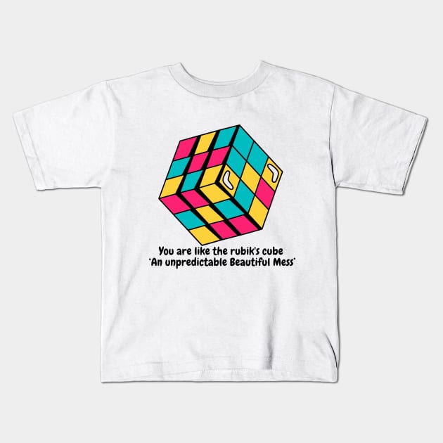 Rubik beautiful mess Kids T-Shirt by 1onekraft